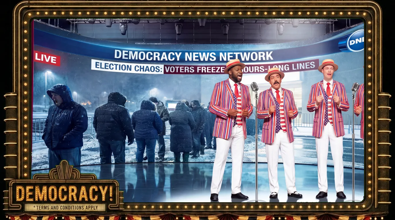 Election Day USA - Wisconsin: The stage struck empty as the Democracy News Network calls the count.