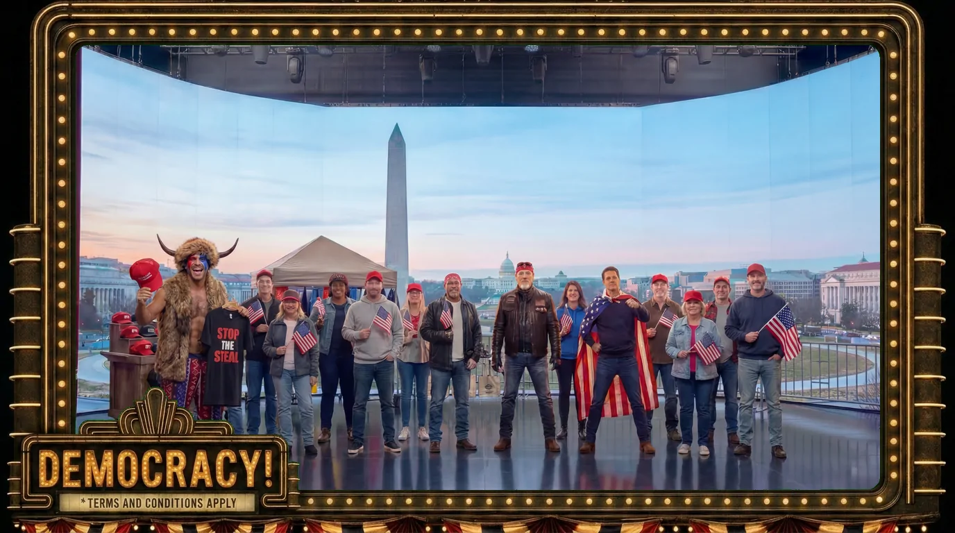 Stop the Steal, Buy Our Merch - The Merch Cart: Step-off at the Ellipse -- caps and "STOP THE STEAL" shirts for sale.